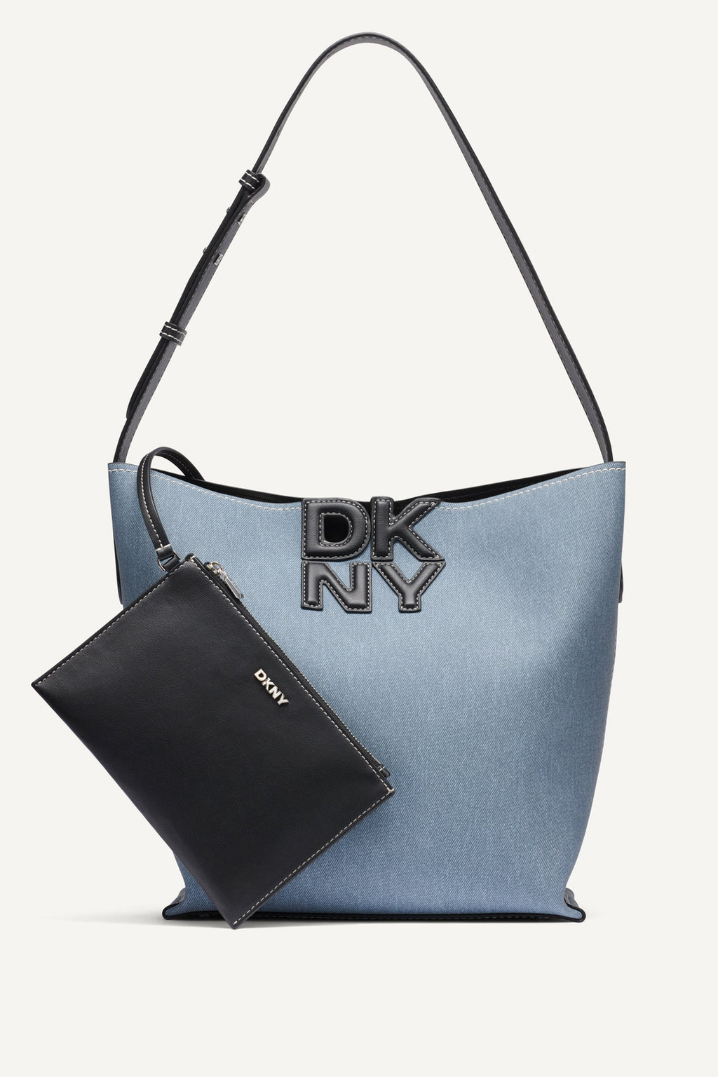 NICOLE DENIM LOGO BUCKET BAG