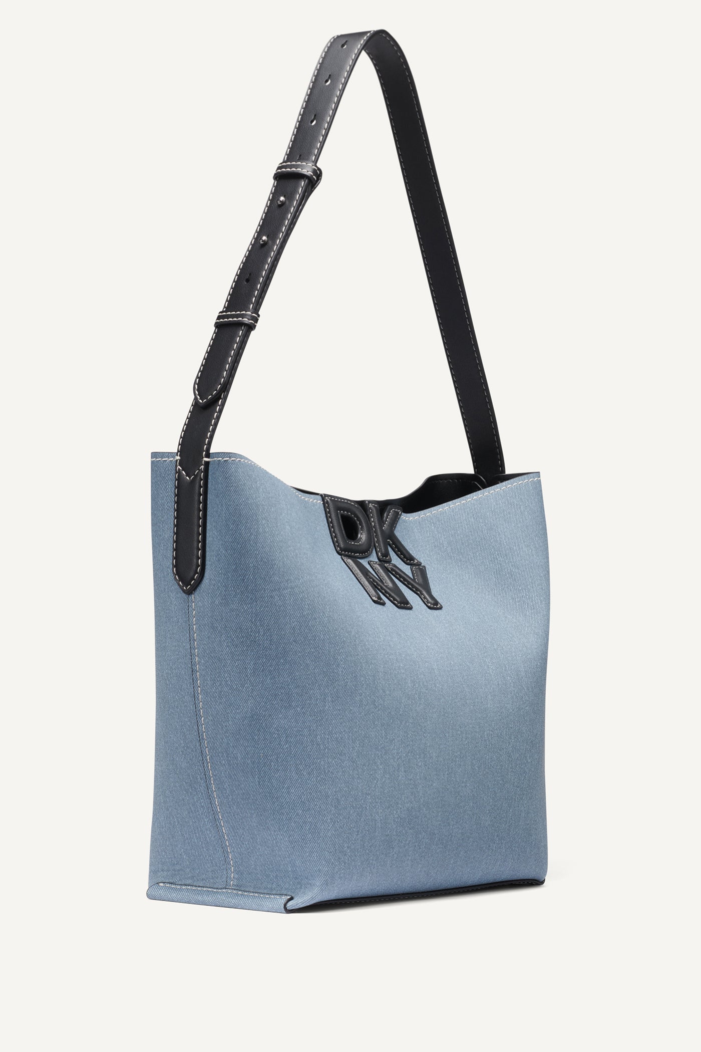 NICOLE DENIM LOGO BUCKET BAG