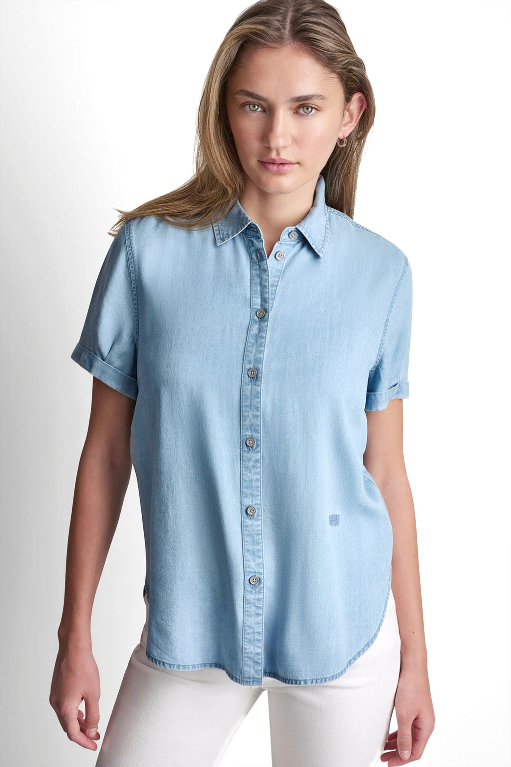 GARMENT DYE BUTTON-FRONT SHIRT
