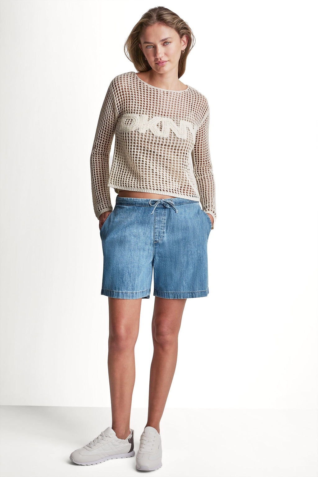 MID-RISE RELAXED DENIM SHORT WITH DRAWCORD