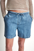 MID-RISE RELAXED DENIM SHORT WITH DRAWCORD