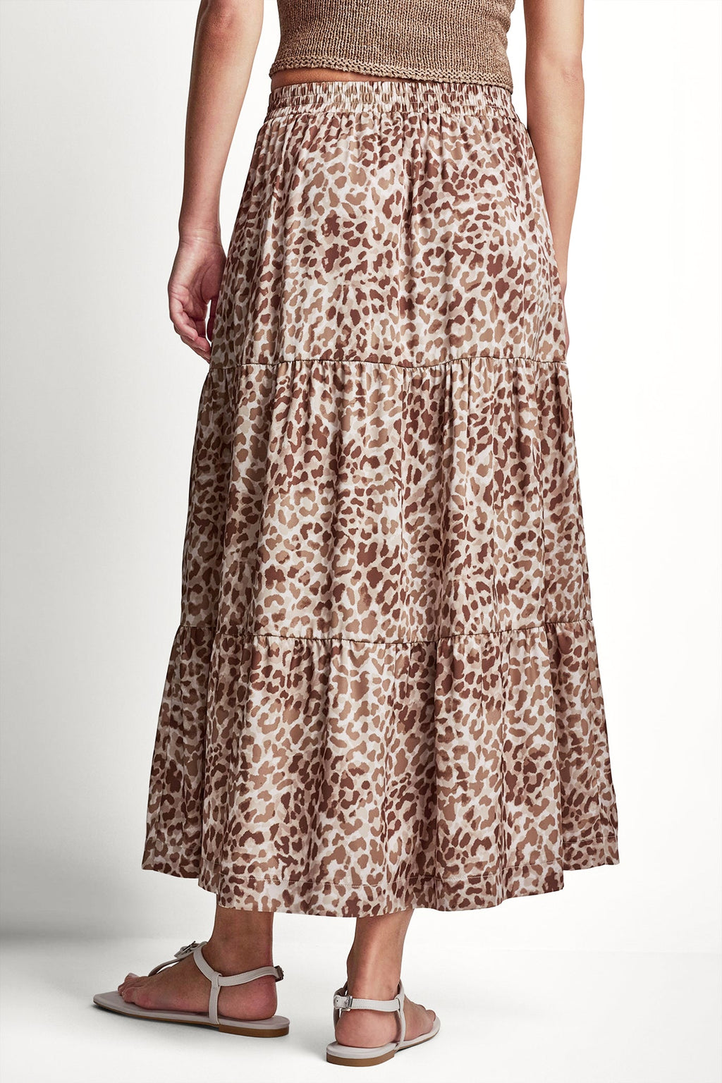 TIERED SATIN PRINTED SKIRT