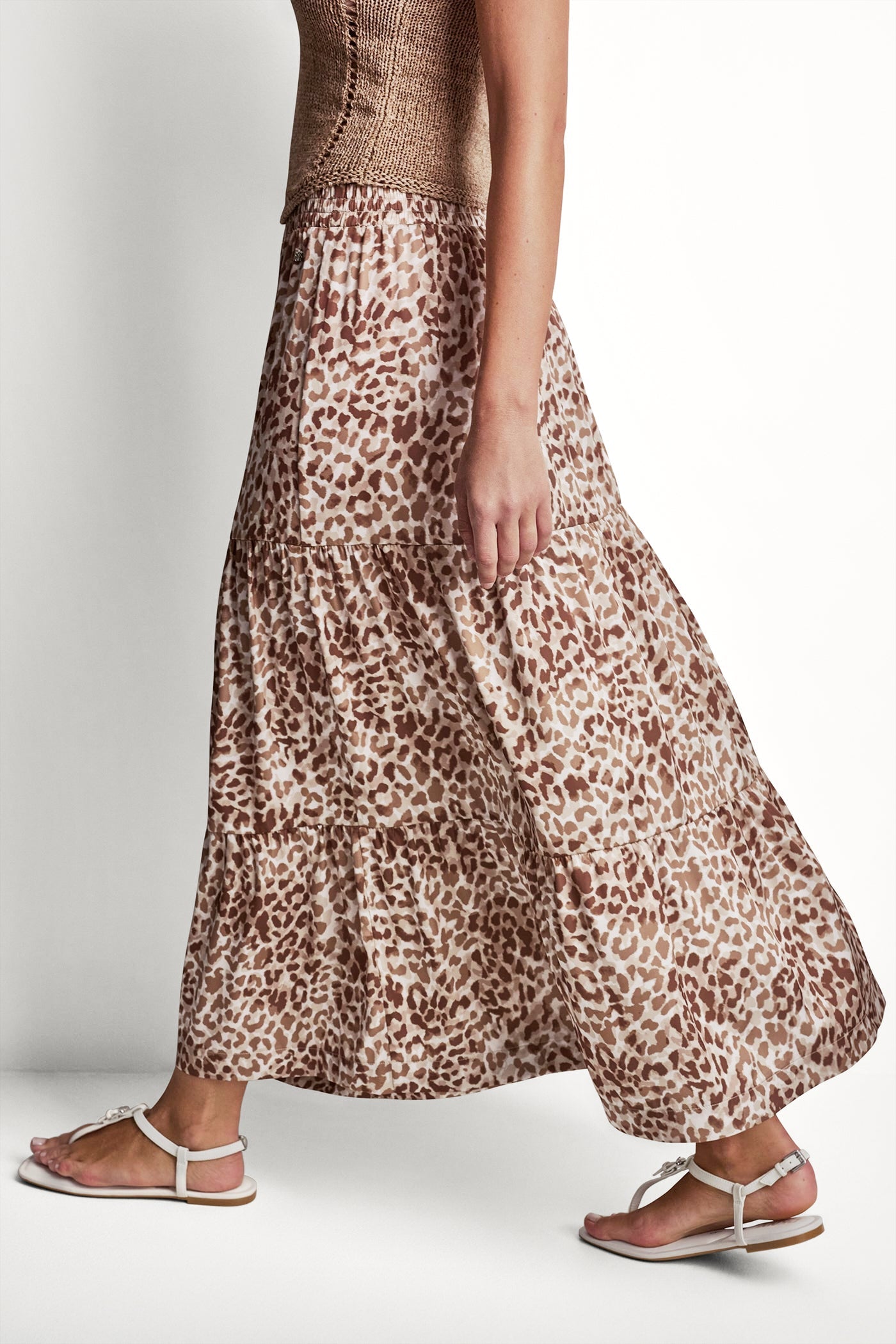 TIERED SATIN PRINTED SKIRT