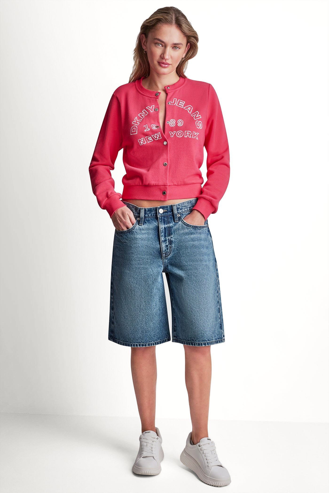 BUTTON FRONT SHRUNKEN LOGO JACKET