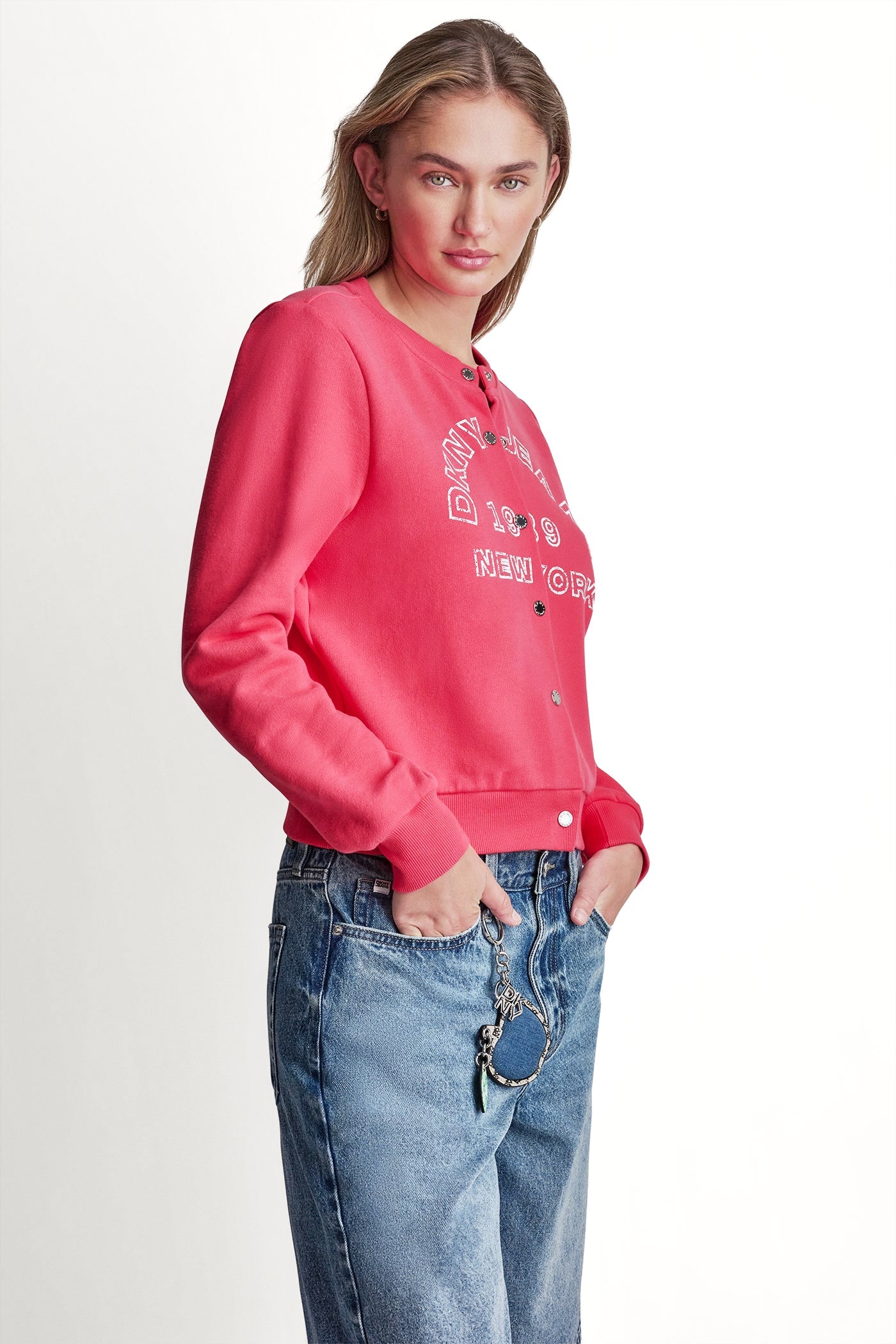 BUTTON FRONT SHRUNKEN LOGO JACKET
