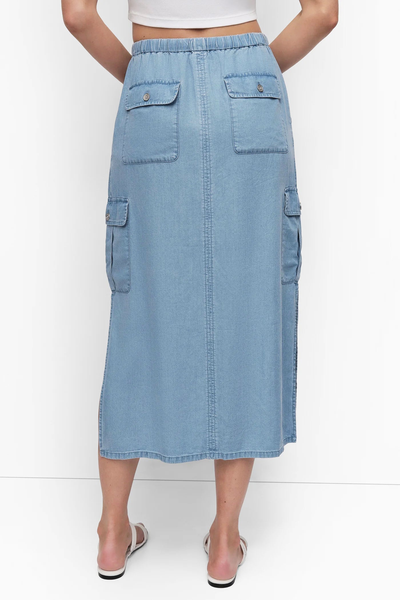 GARMENT DYE TIE WAIST CARGO SKIRT
