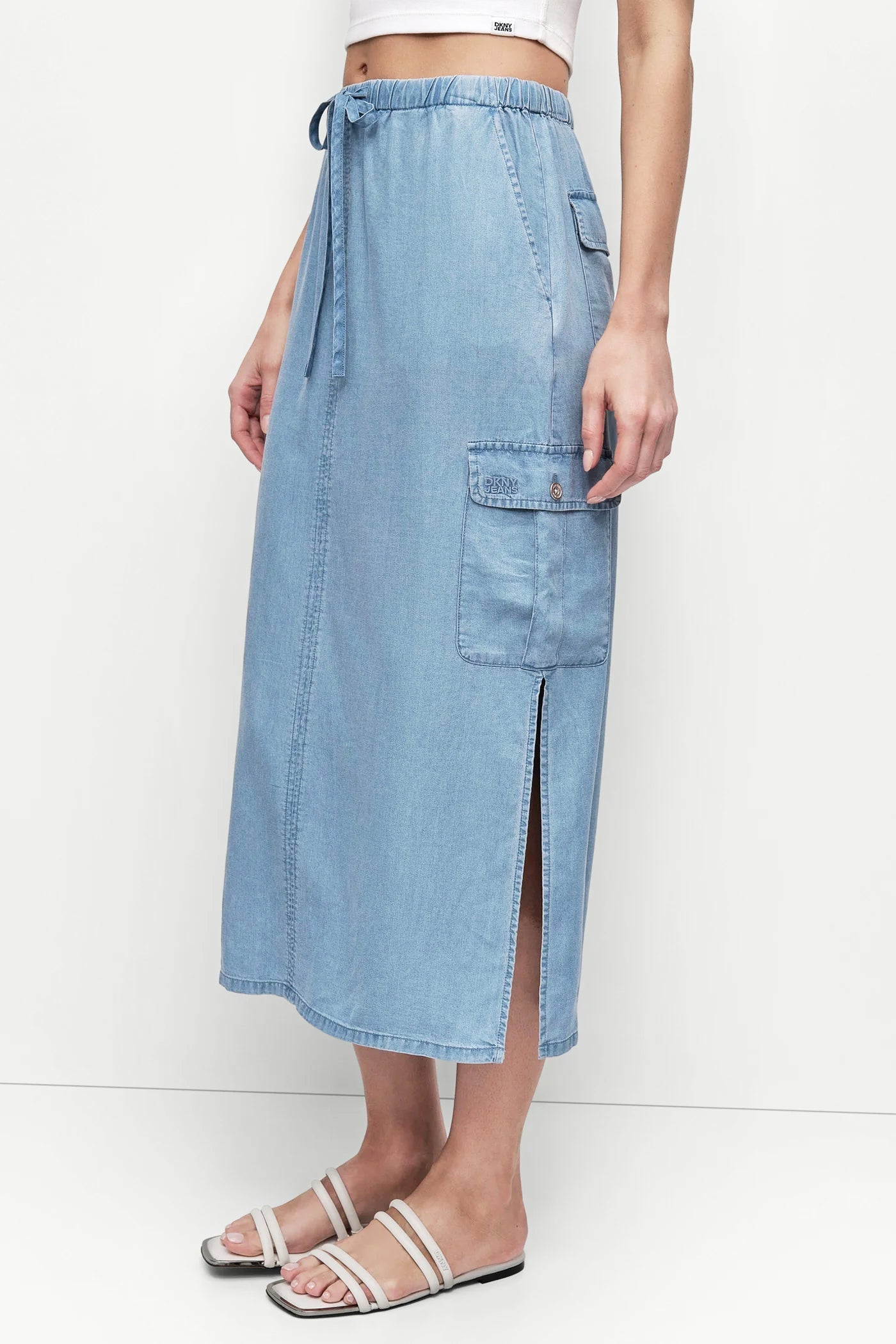 GARMENT DYE TIE WAIST CARGO SKIRT