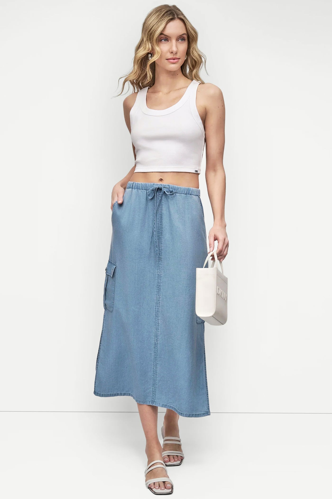 GARMENT DYE TIE WAIST CARGO SKIRT