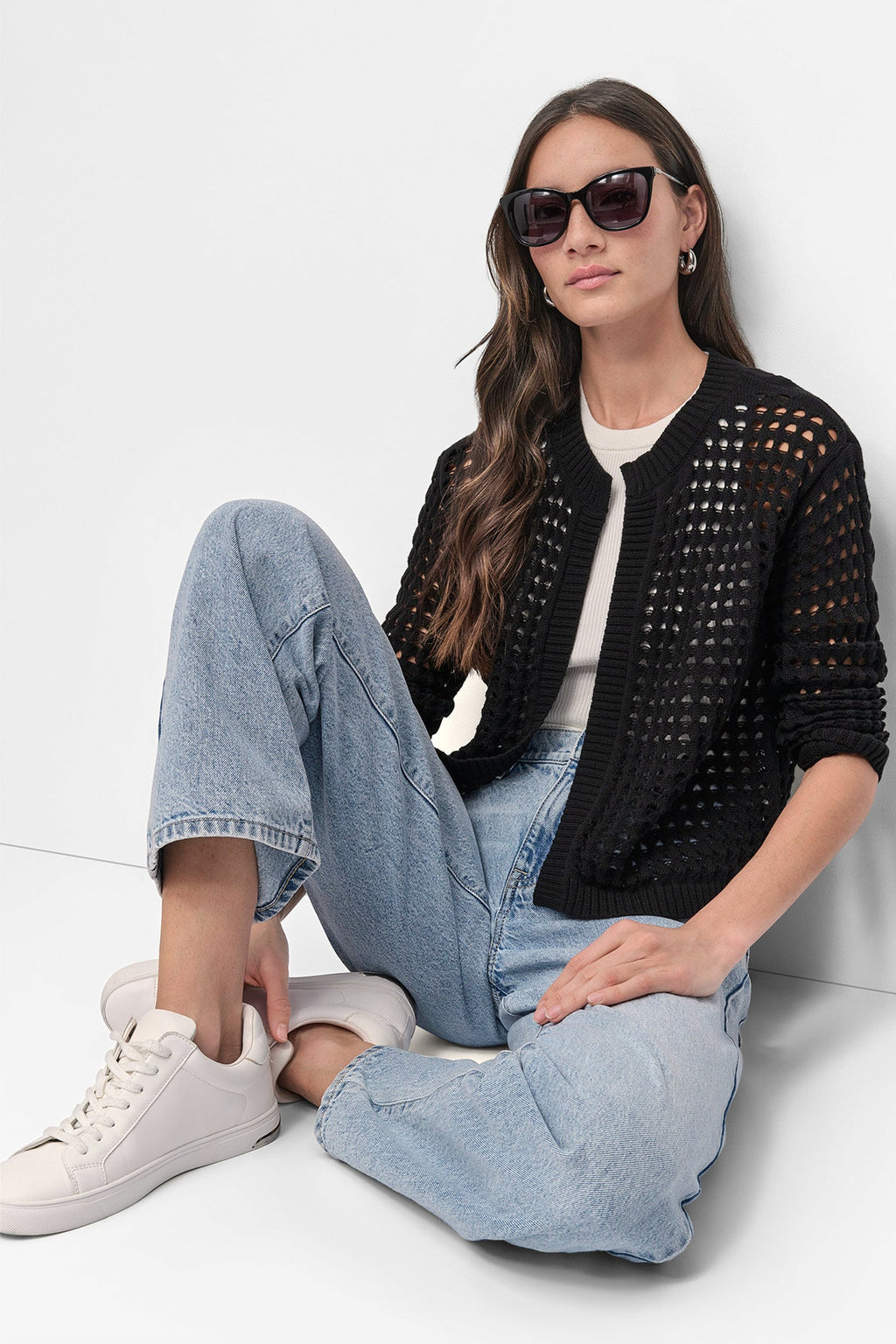 OPEN STITCH DROP SHOULDER CARDIGAN