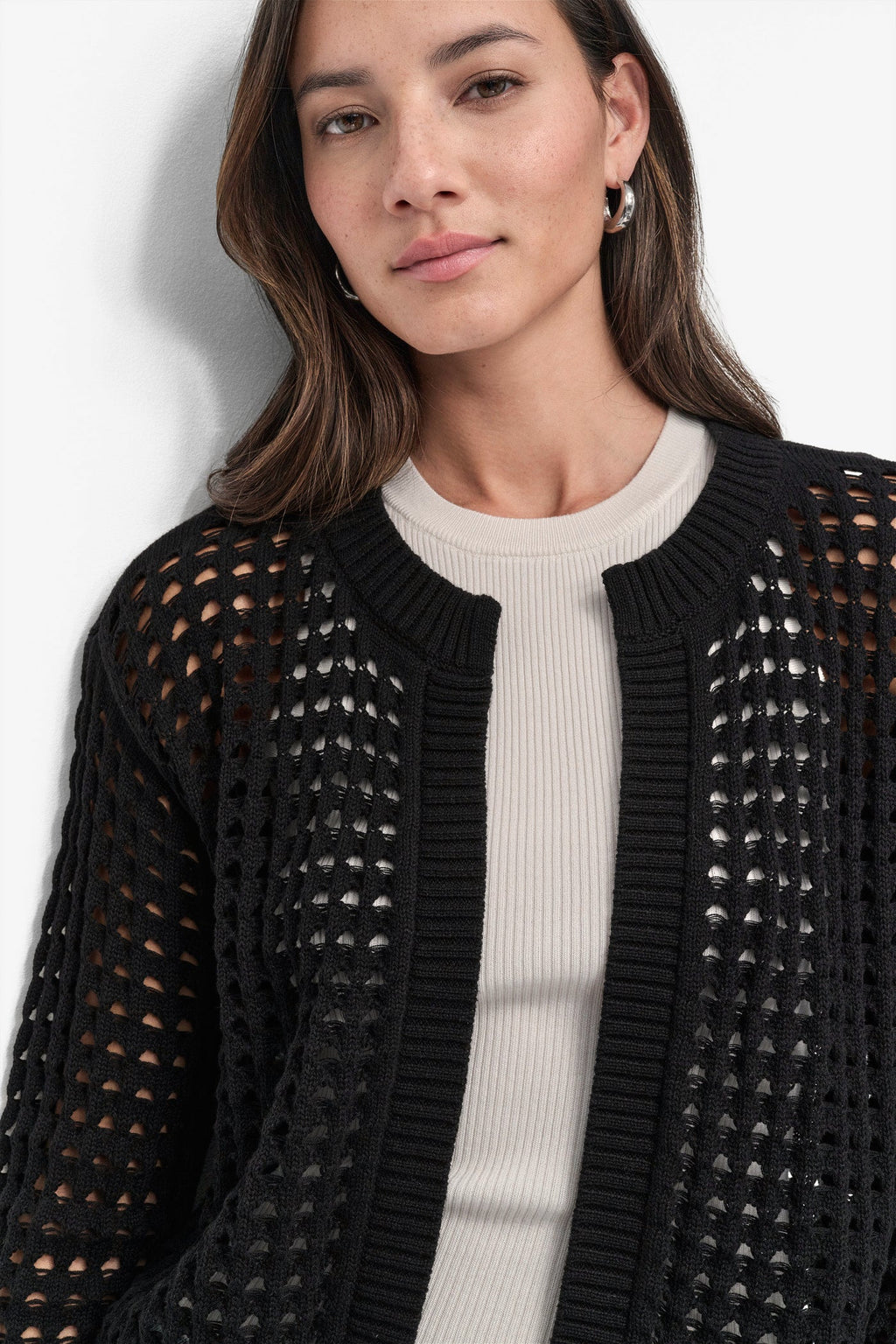 OPEN STITCH DROP SHOULDER CARDIGAN