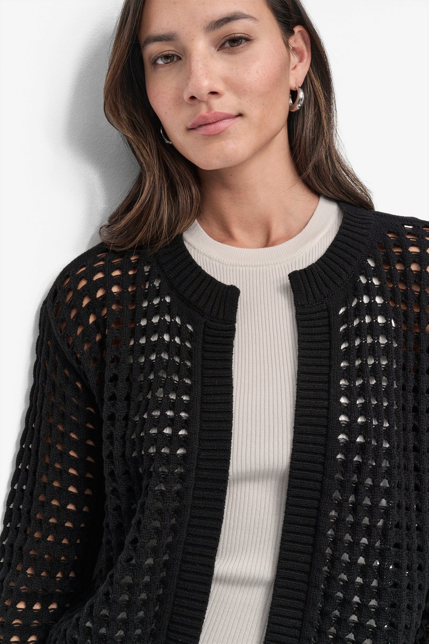 OPEN STITCH DROP SHOULDER CARDIGAN