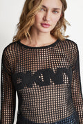 CROCHET OPEN-STITCH LOGO SWEATER