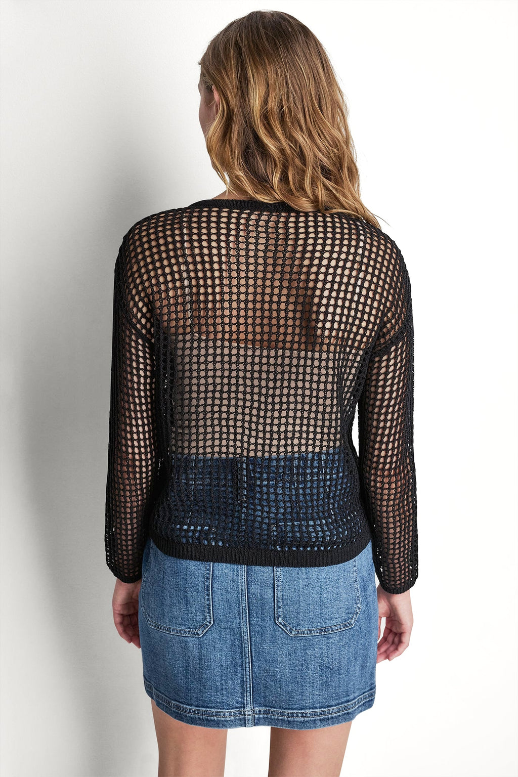 CROCHET OPEN-STITCH LOGO SWEATER