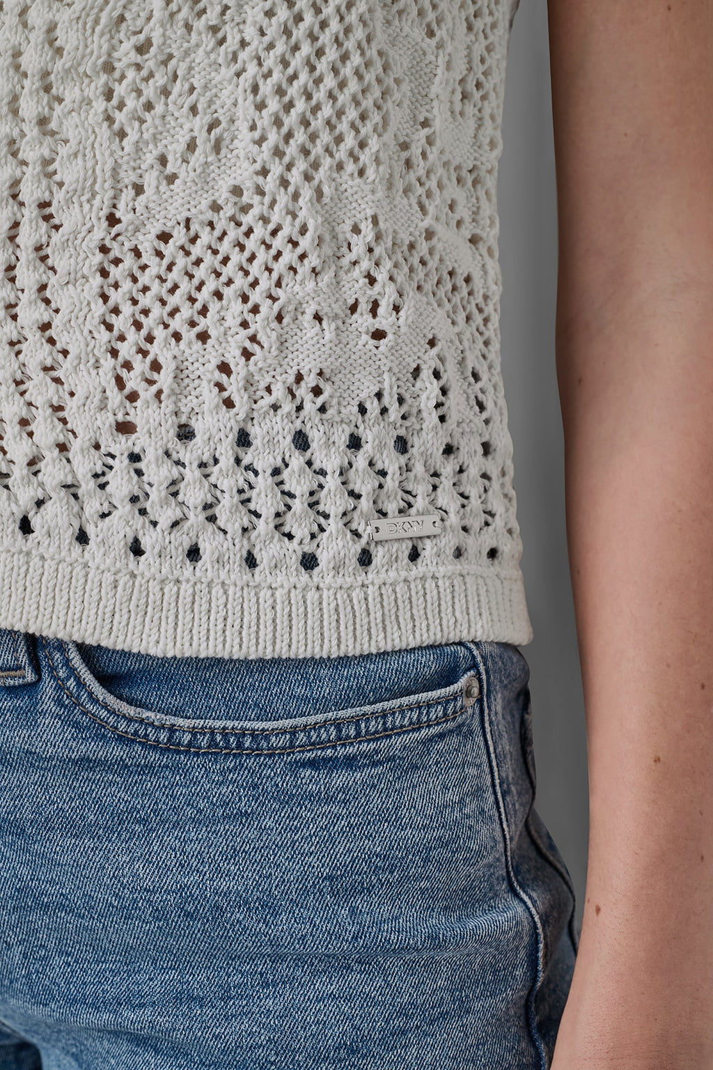 LACE STITCH BUTTON FRONT CARDIGAN