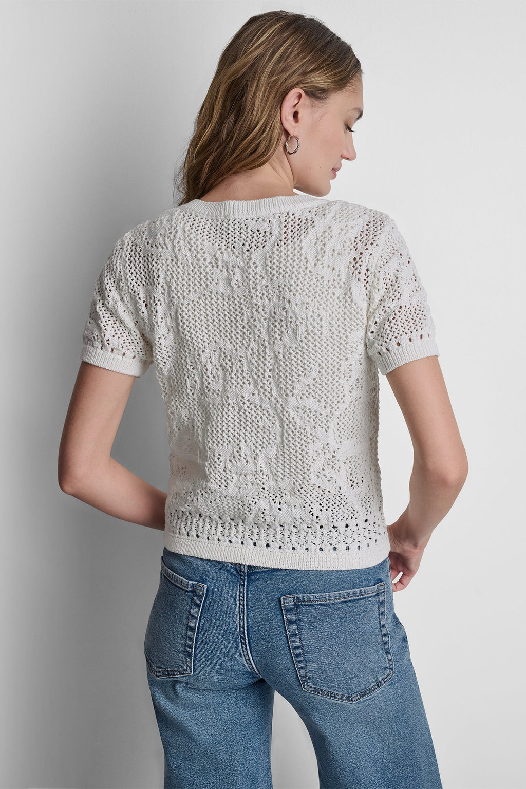 LACE STITCH BUTTON FRONT CARDIGAN
