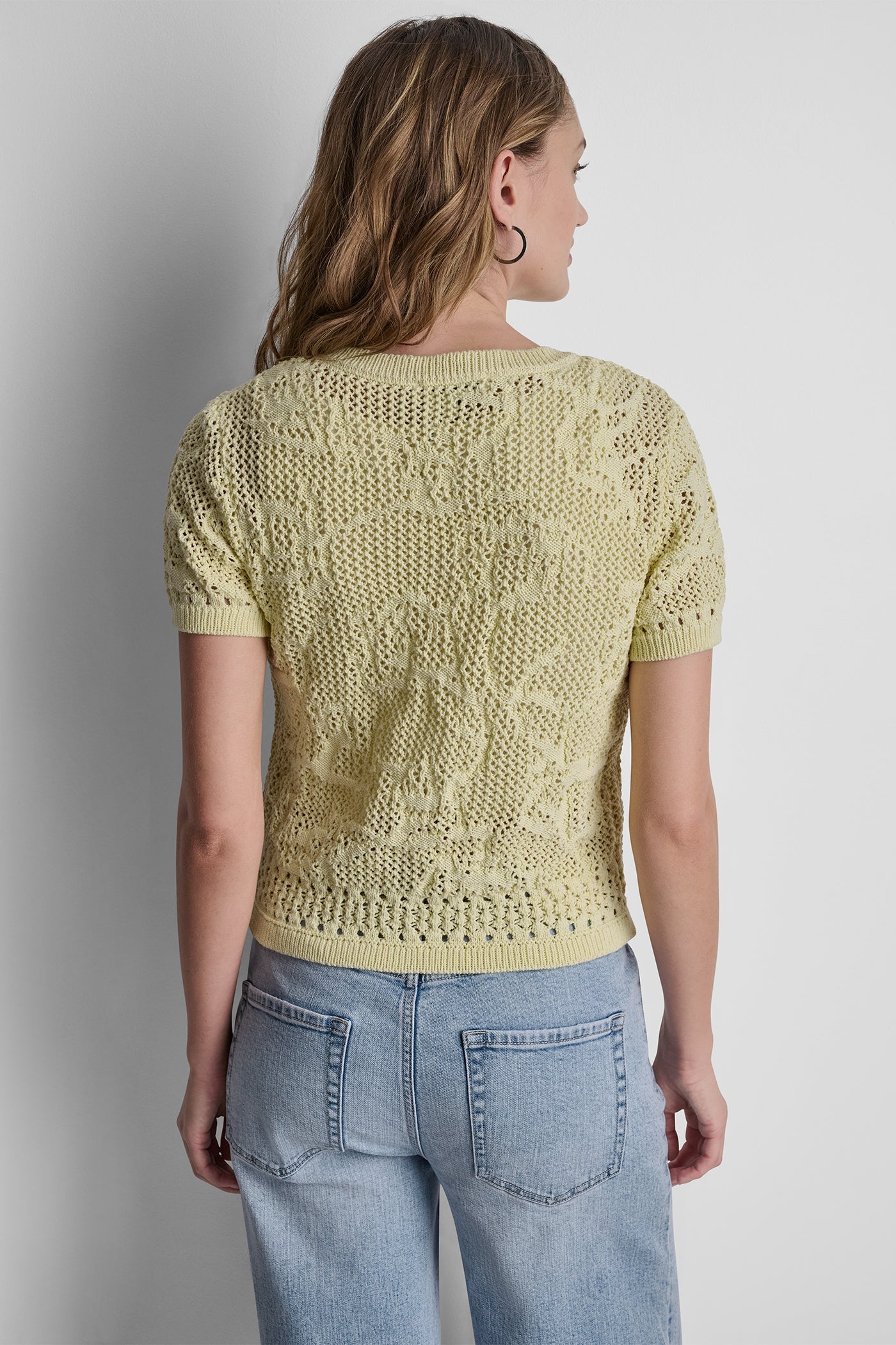 LACE STITCH BUTTON FRONT CARDIGAN