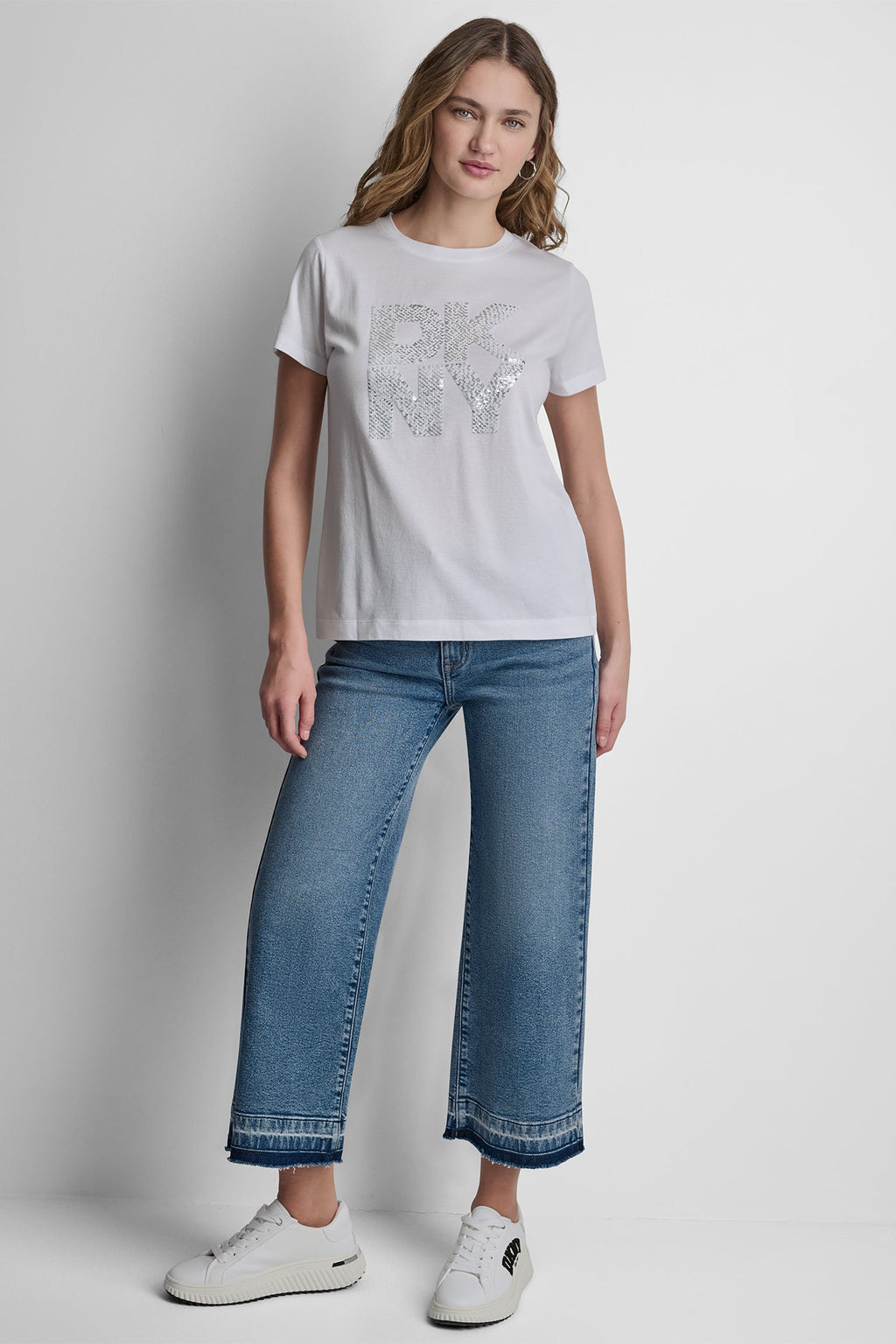 DKNY STACKED SEQUIN LOGO TEE
