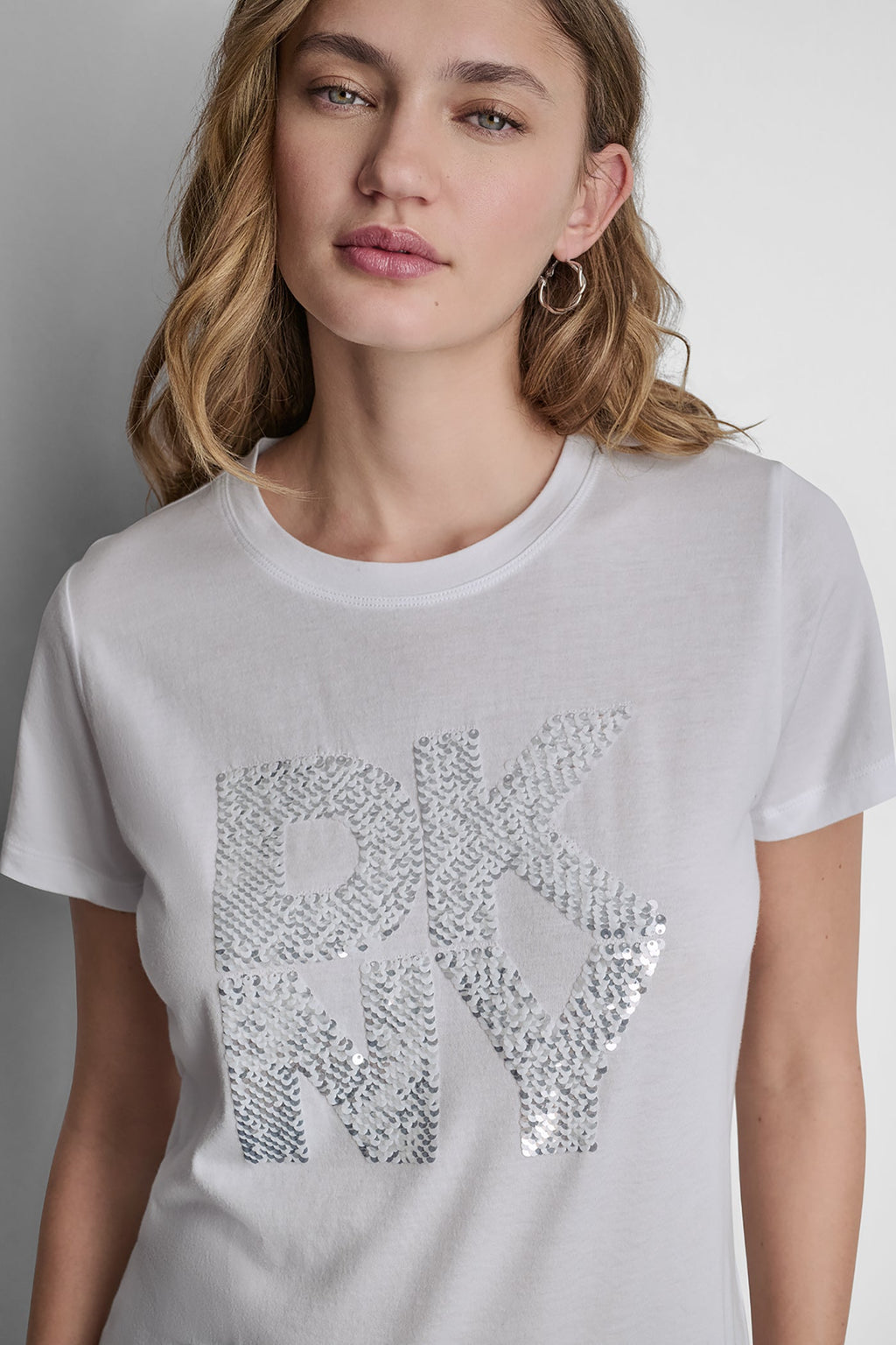 DKNY STACKED SEQUIN LOGO TEE