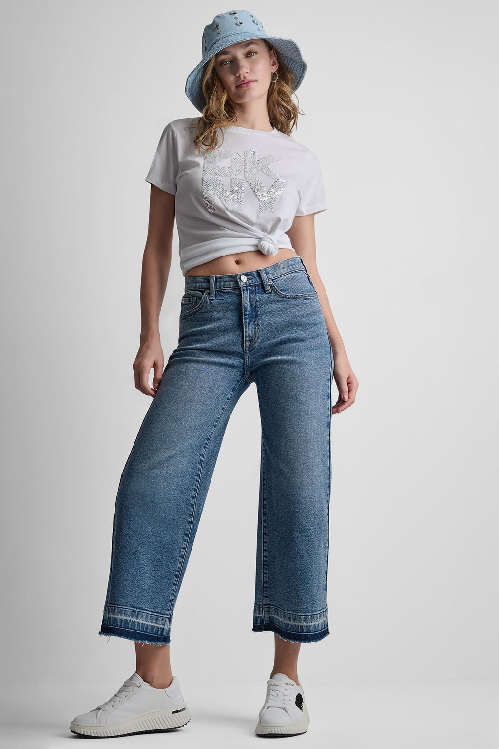 DKNY STACKED SEQUIN LOGO TEE