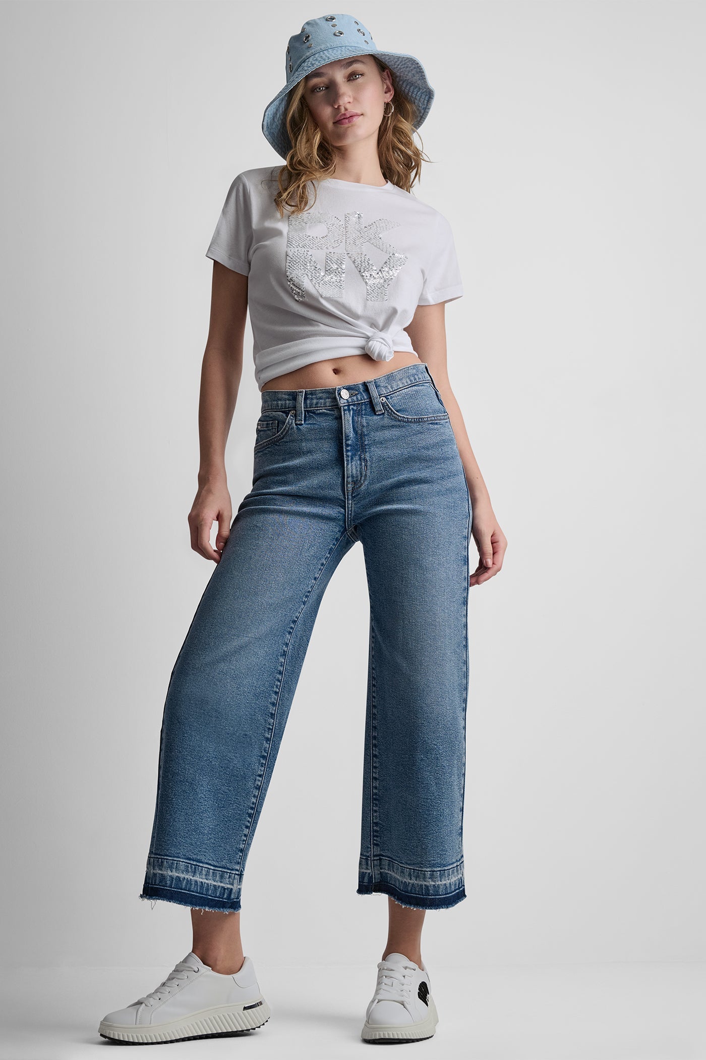 DKNY STACKED SEQUIN LOGO TEE