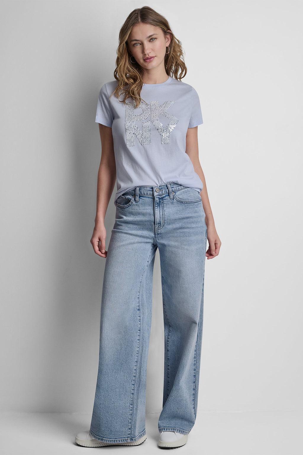 DKNY STACKED SEQUIN LOGO TEE