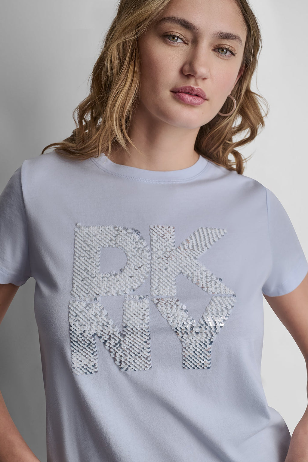 DKNY STACKED SEQUIN LOGO TEE