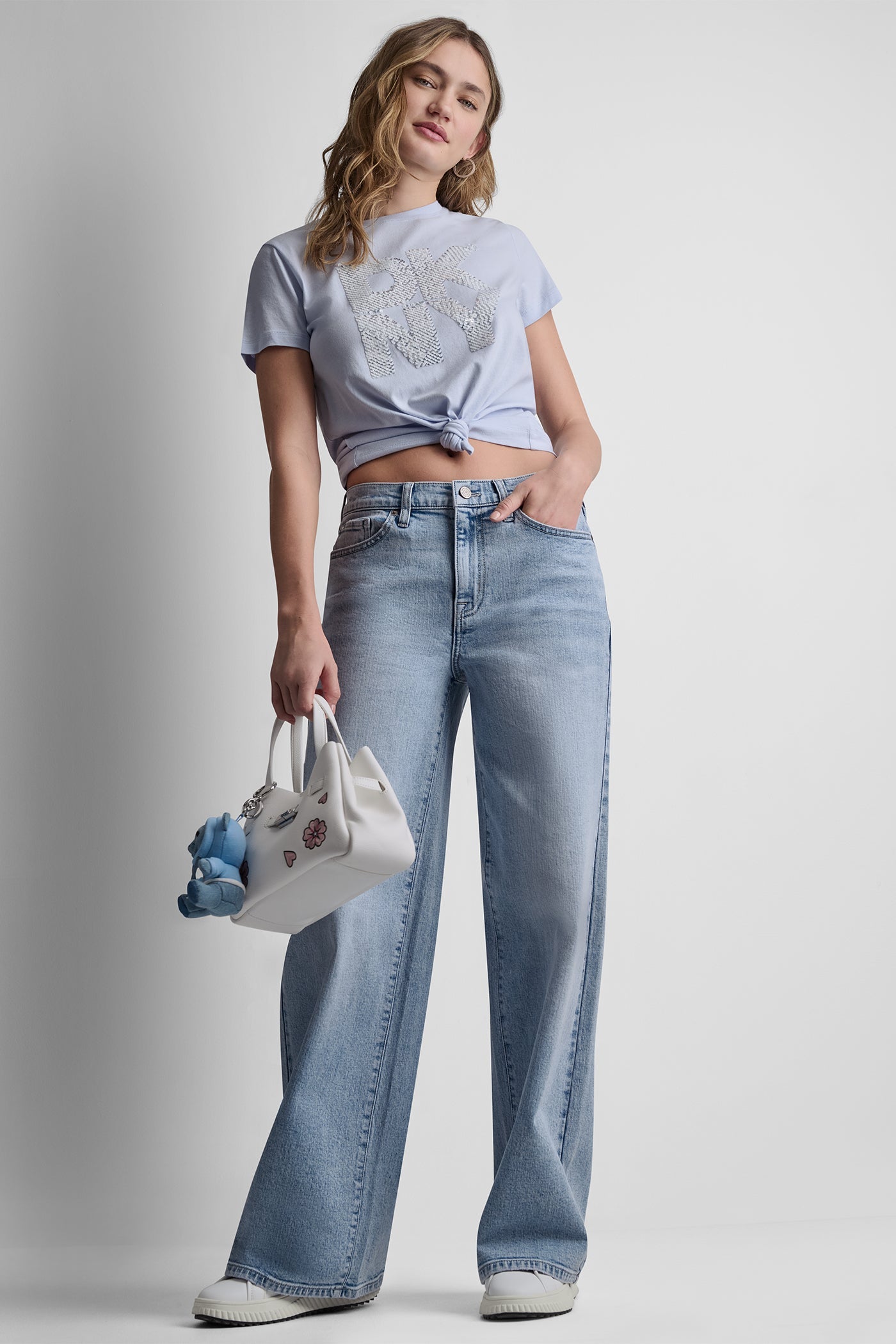 DKNY STACKED SEQUIN LOGO TEE