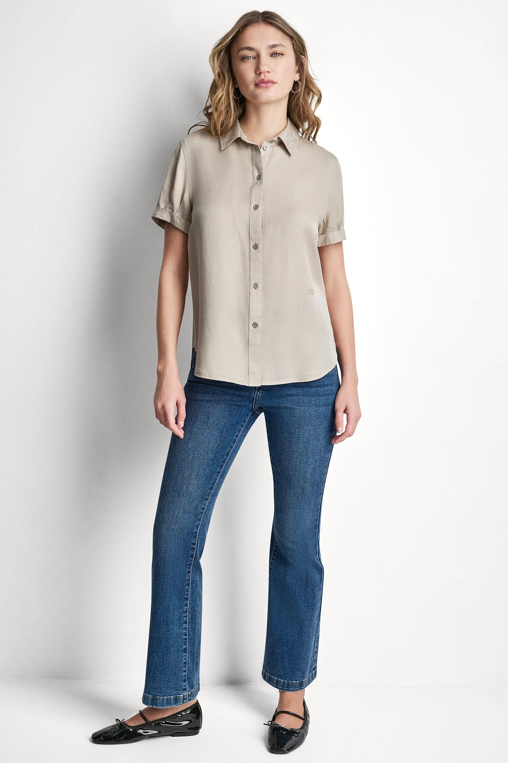 GARMENT DYE BUTTON-FRONT SHIRT