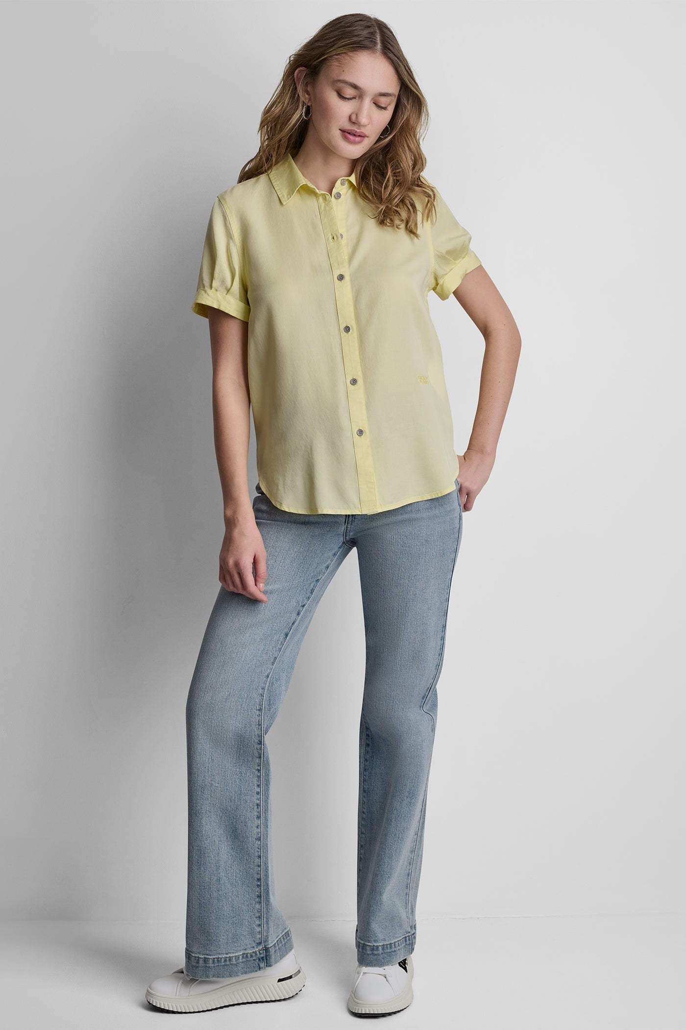 GARMENT DYE BUTTON-FRONT SHIRT