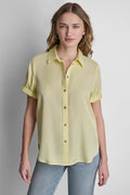 GARMENT DYE BUTTON-FRONT SHIRT