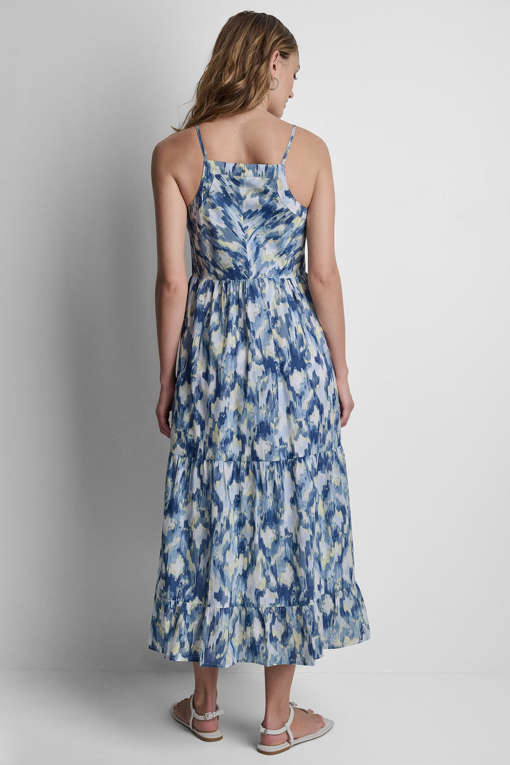 PRINTED TIERED MIDI TANK DRESS