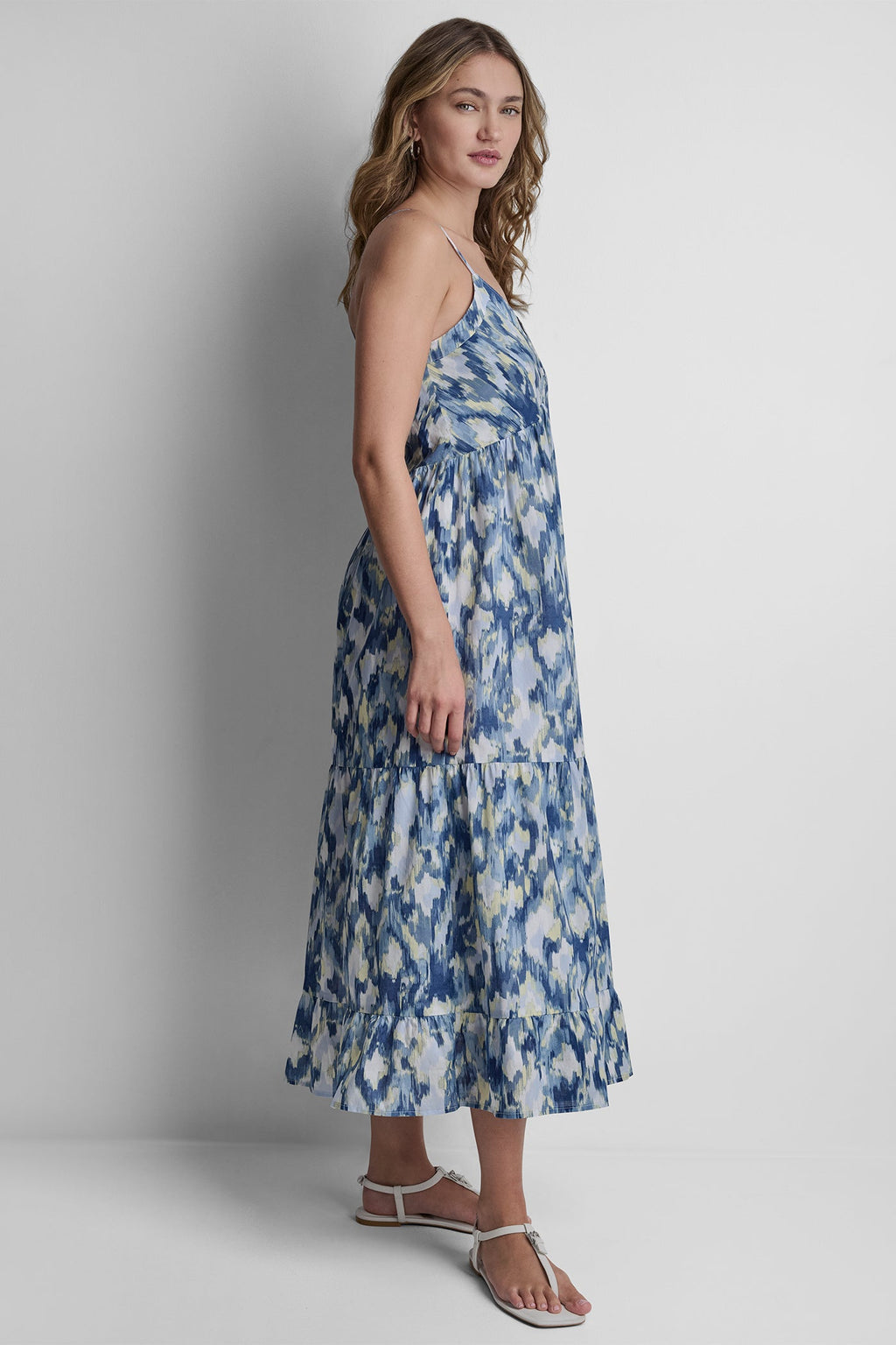 PRINTED TIERED MIDI TANK DRESS