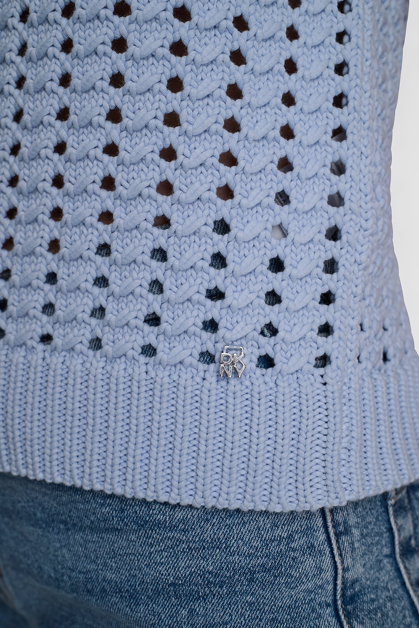 CHUNKY POINTELLE SHORT SLEEVE SWEATER