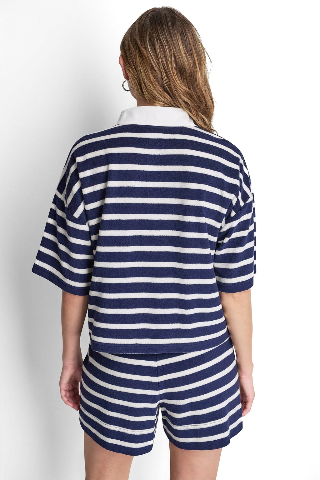 TOWELLING TERRY STRIPE BOXY POLO