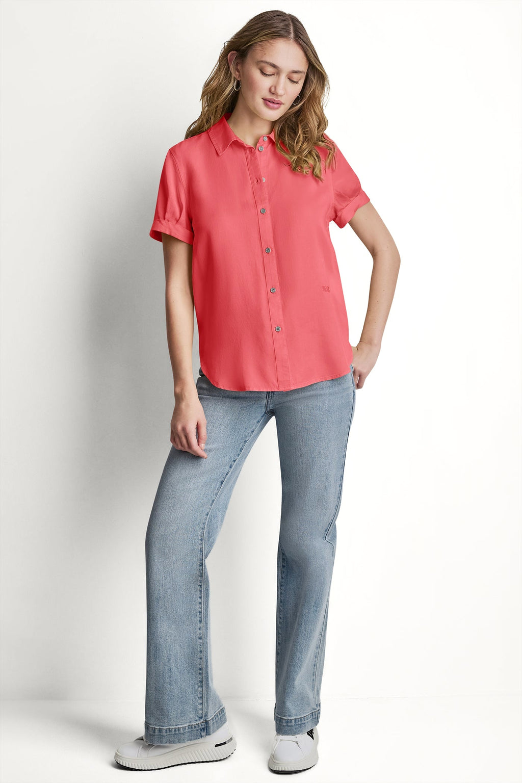 GARMENT DYE BUTTON-FRONT SHIRT