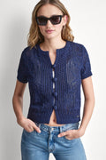 LACE STITCH BUTTON FRONT CARDIGAN