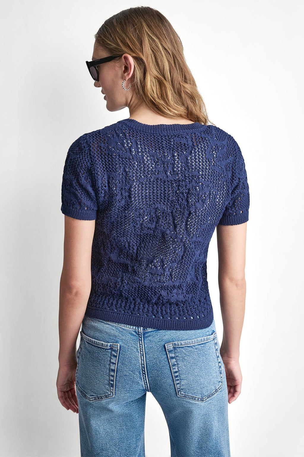 LACE STITCH BUTTON FRONT CARDIGAN