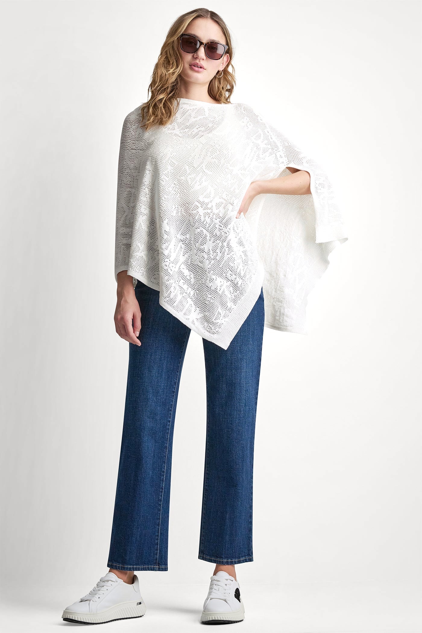 ASYMMETRIC LOGO POINTELLE PONCHO