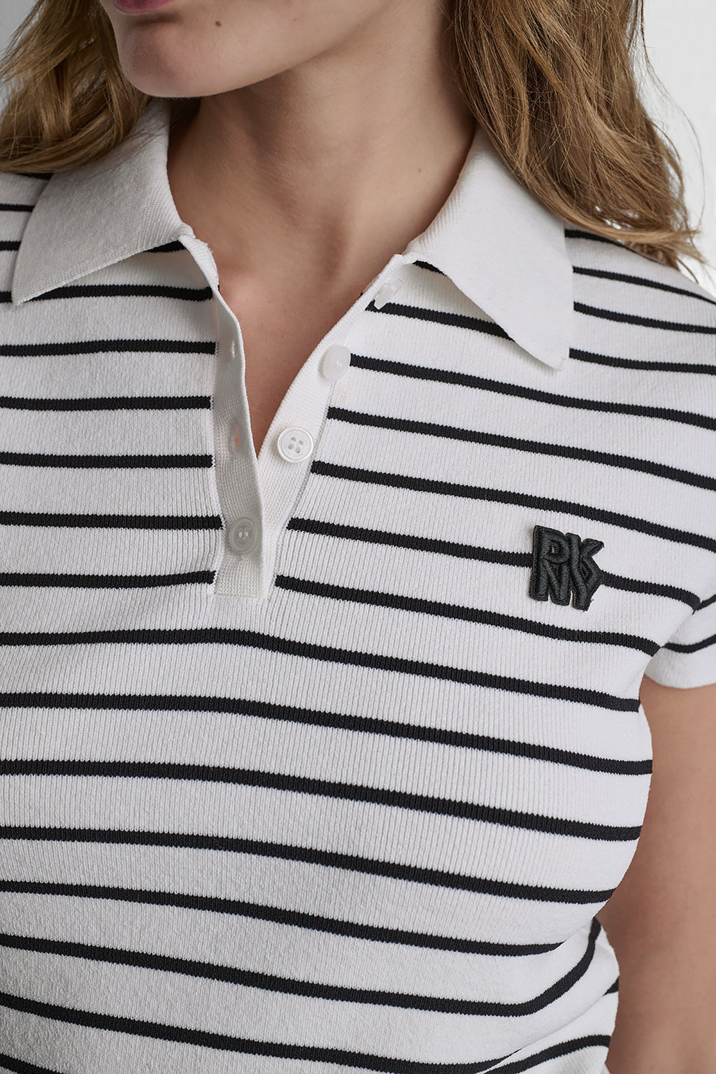 CROPPED STRIPED POLO SWEATER