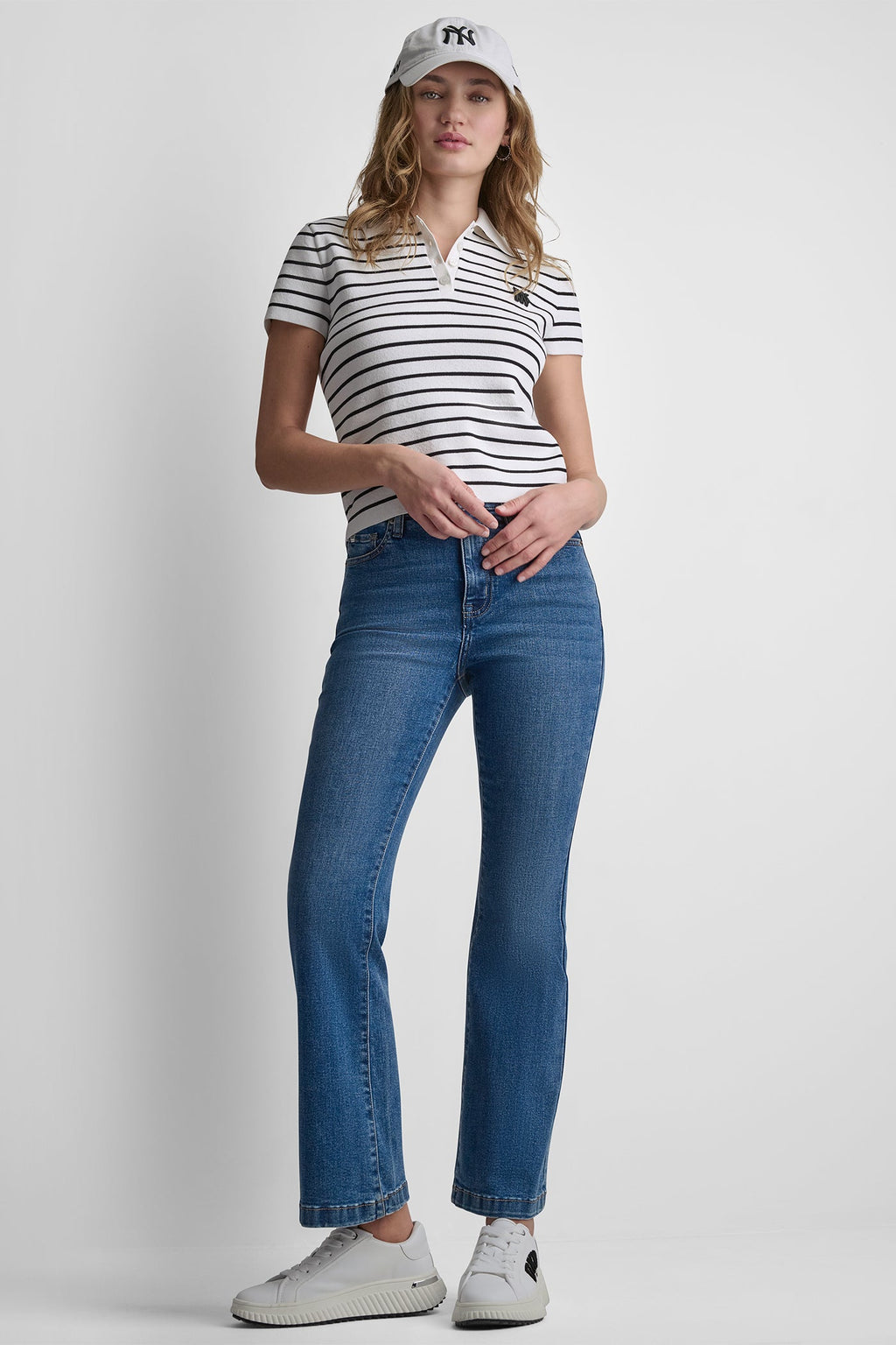 CROPPED STRIPED POLO SWEATER