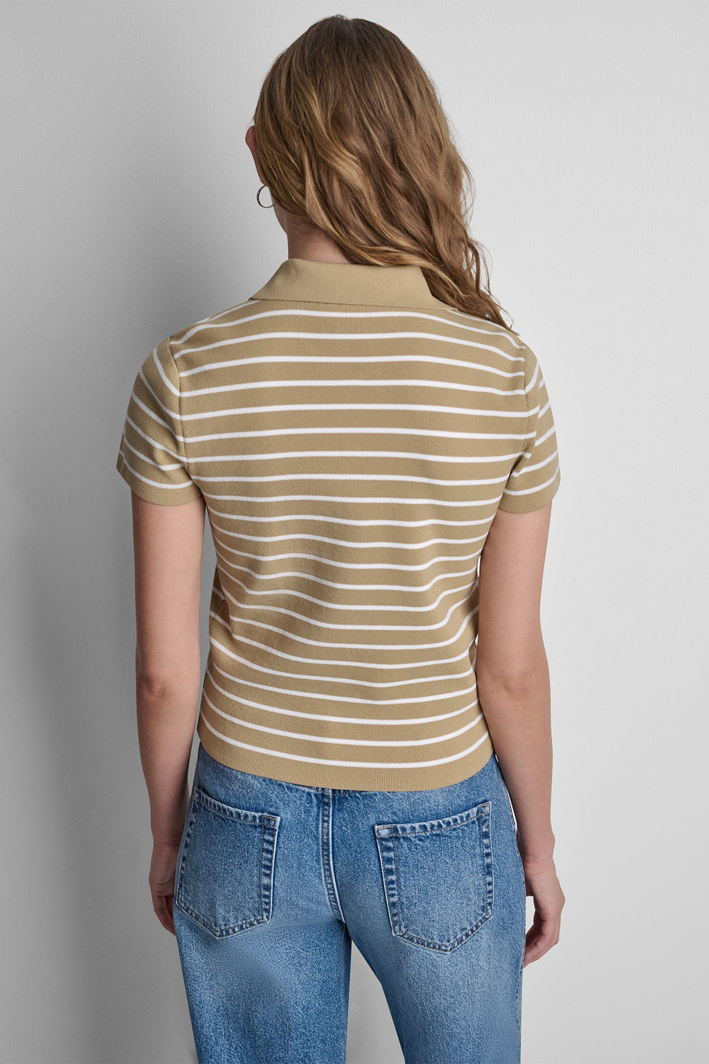 CROPPED STRIPED POLO SWEATER