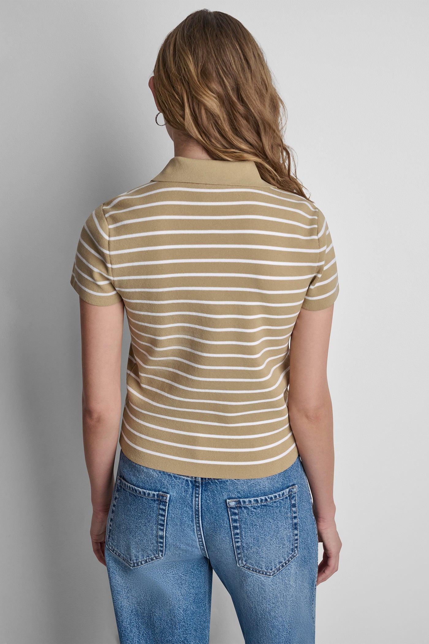 CROPPED STRIPED POLO SWEATER