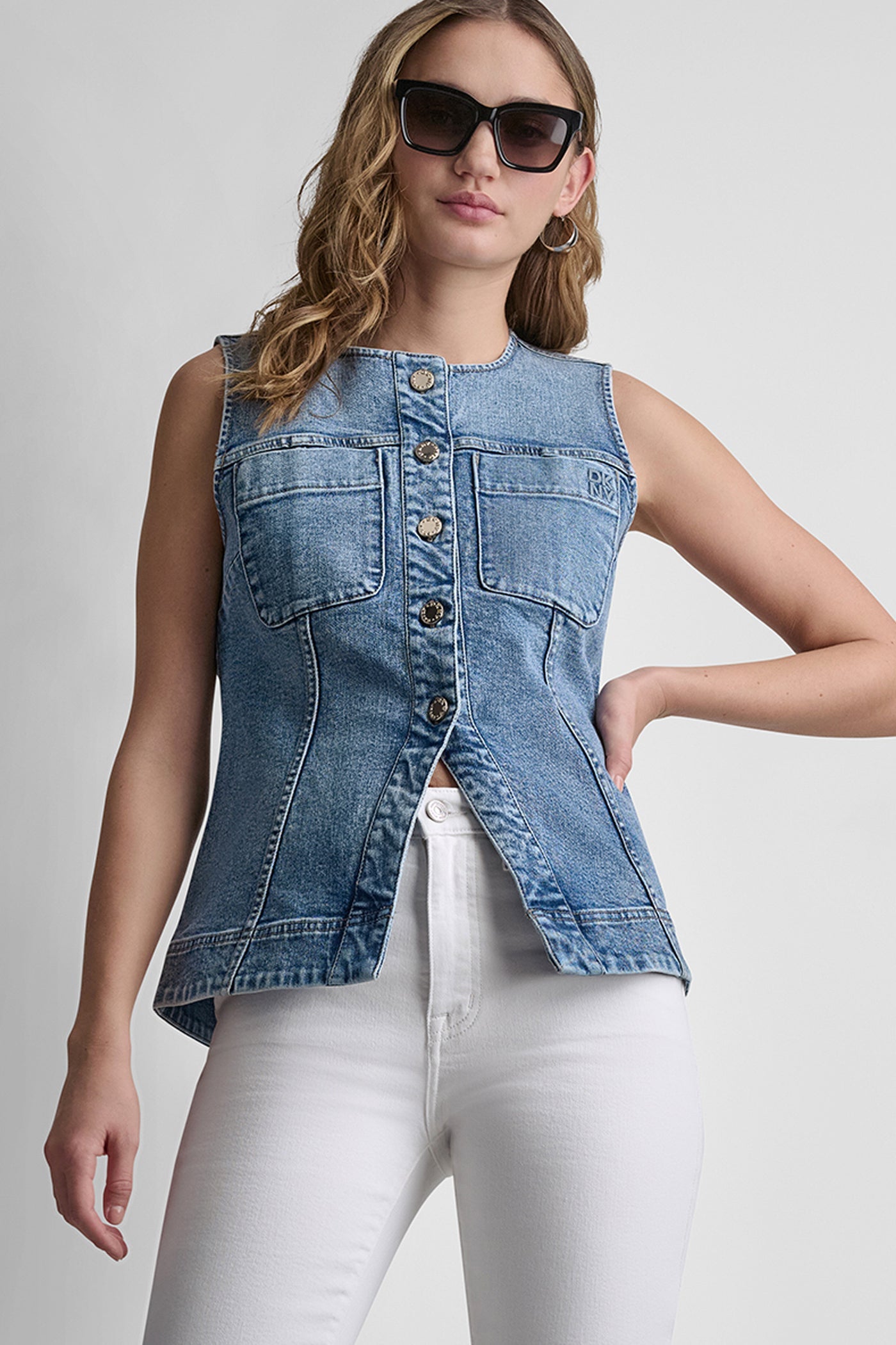 LONGLINE DENIM VEST