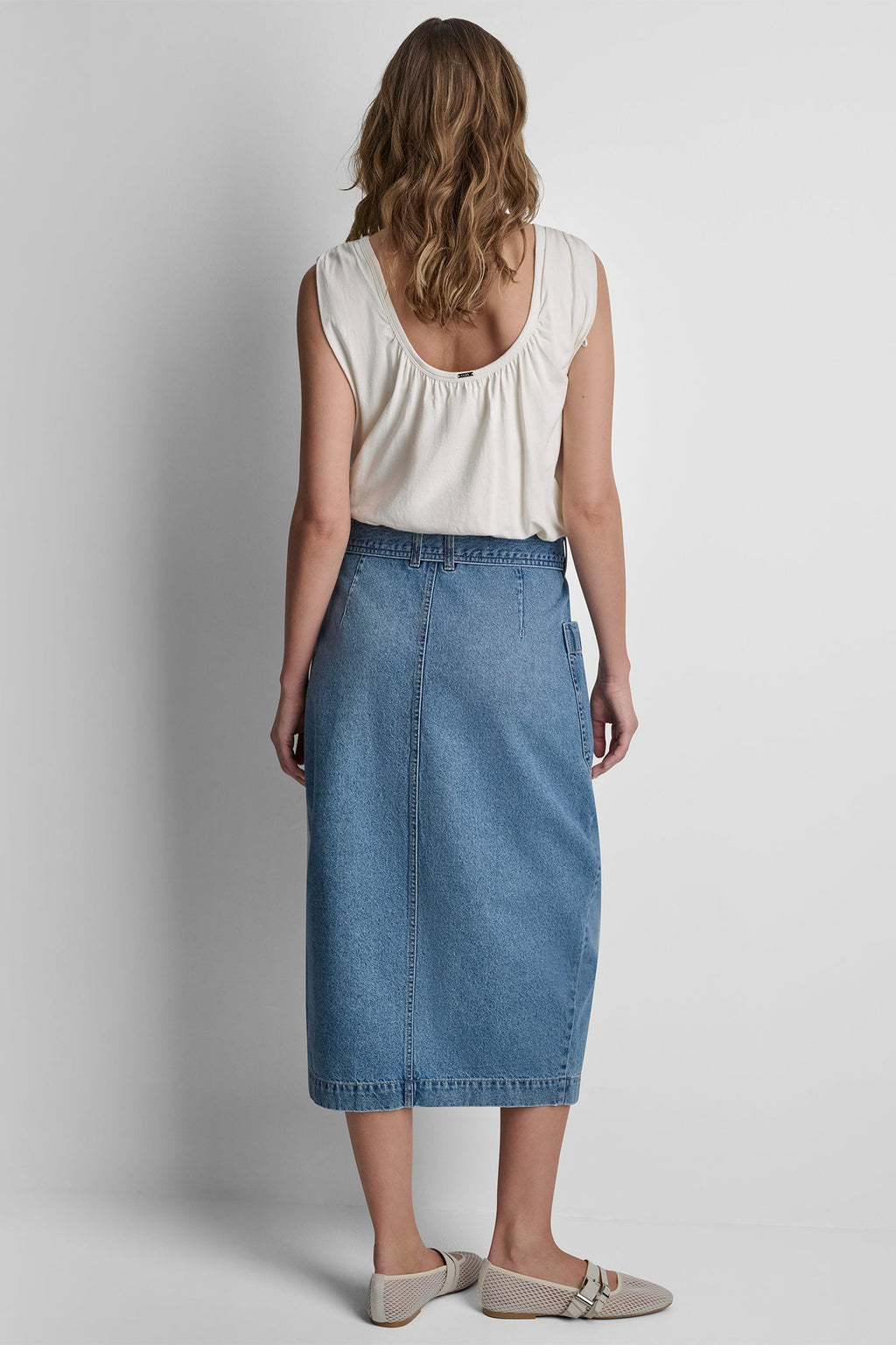 HIGH-RISE DENIM WRAP SKIRT