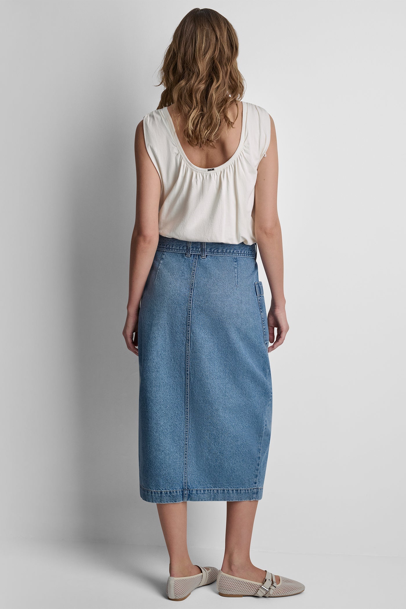 HIGH-RISE DENIM WRAP SKIRT
