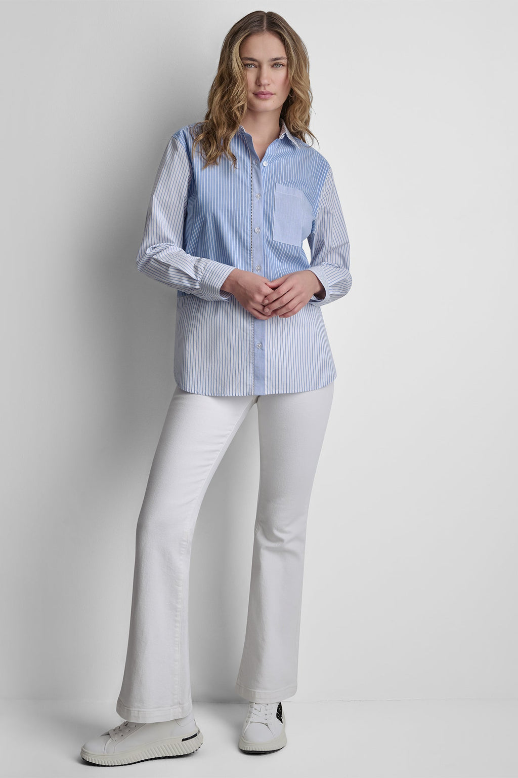 POPLIN CLASSIC FIT SHIRT WITH MIXED STRIPES