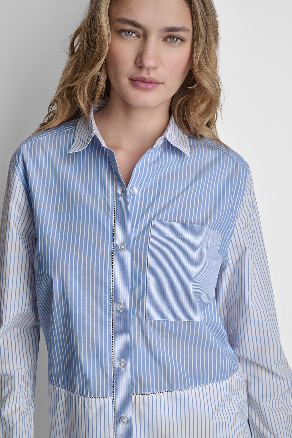 POPLIN CLASSIC FIT SHIRT WITH MIXED STRIPES