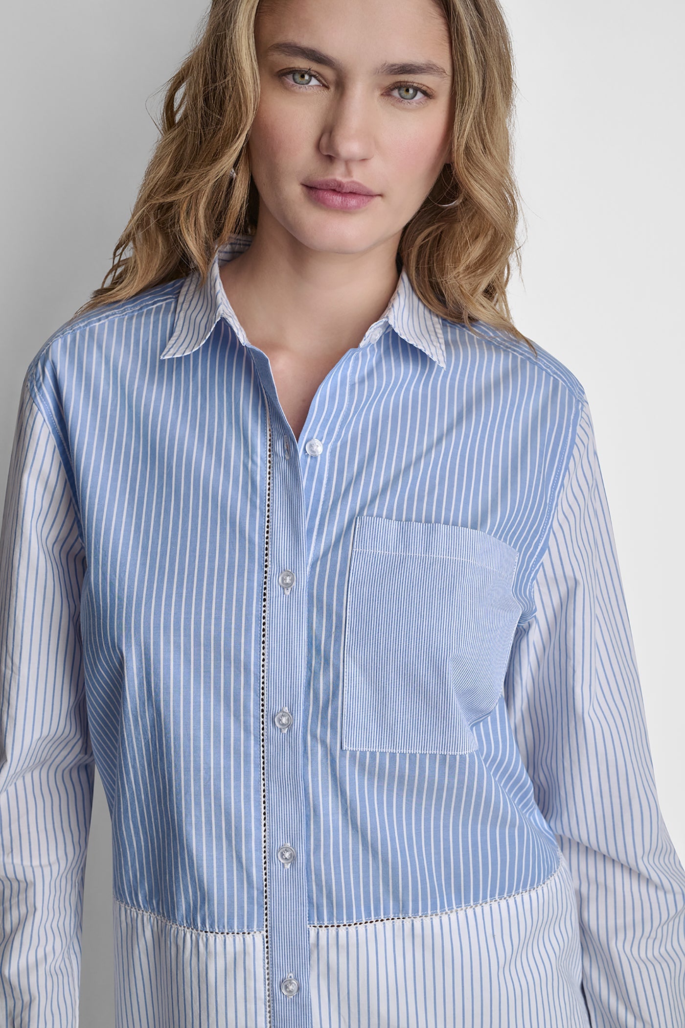 POPLIN CLASSIC FIT SHIRT WITH MIXED STRIPES
