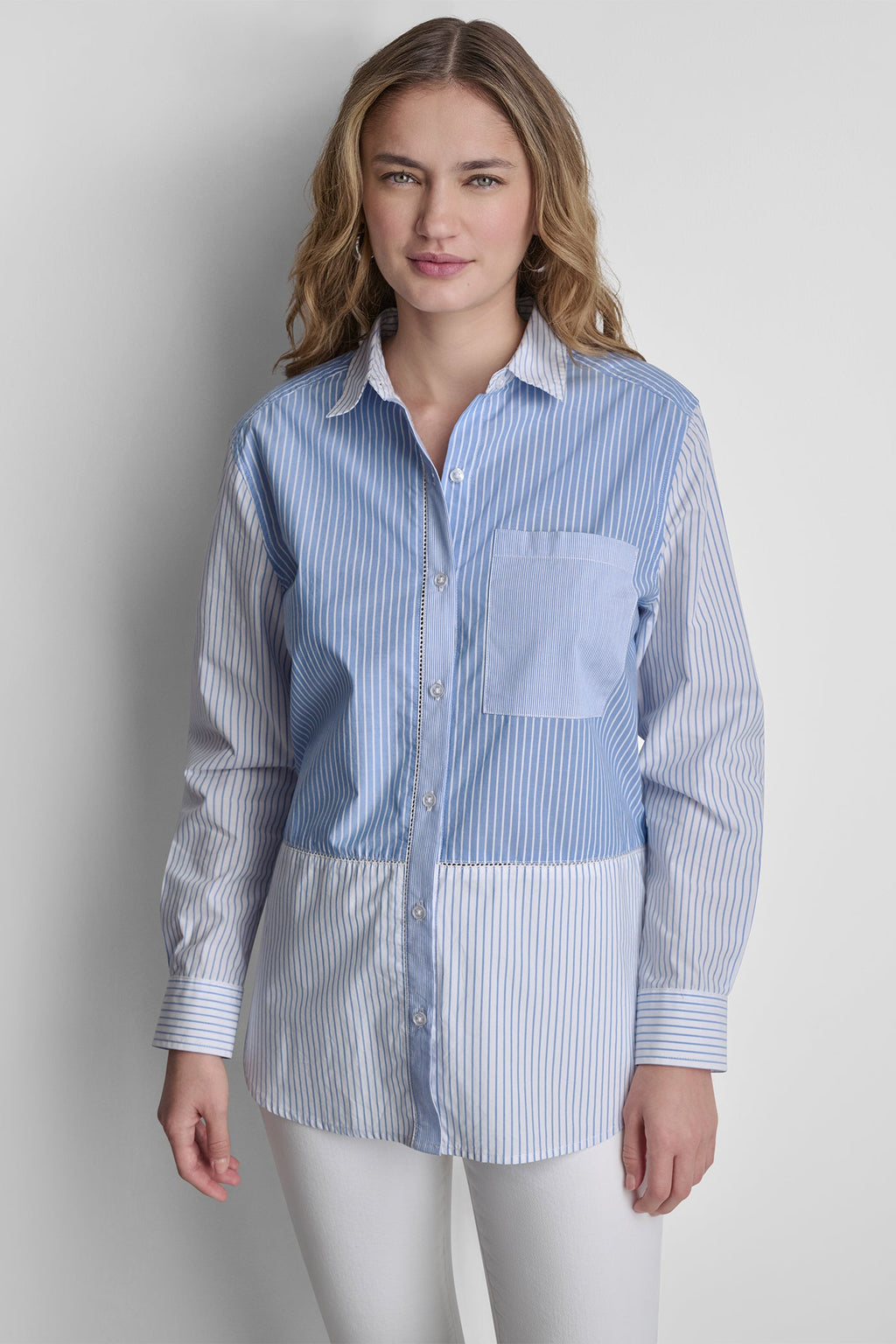 POPLIN CLASSIC FIT SHIRT WITH MIXED STRIPES
