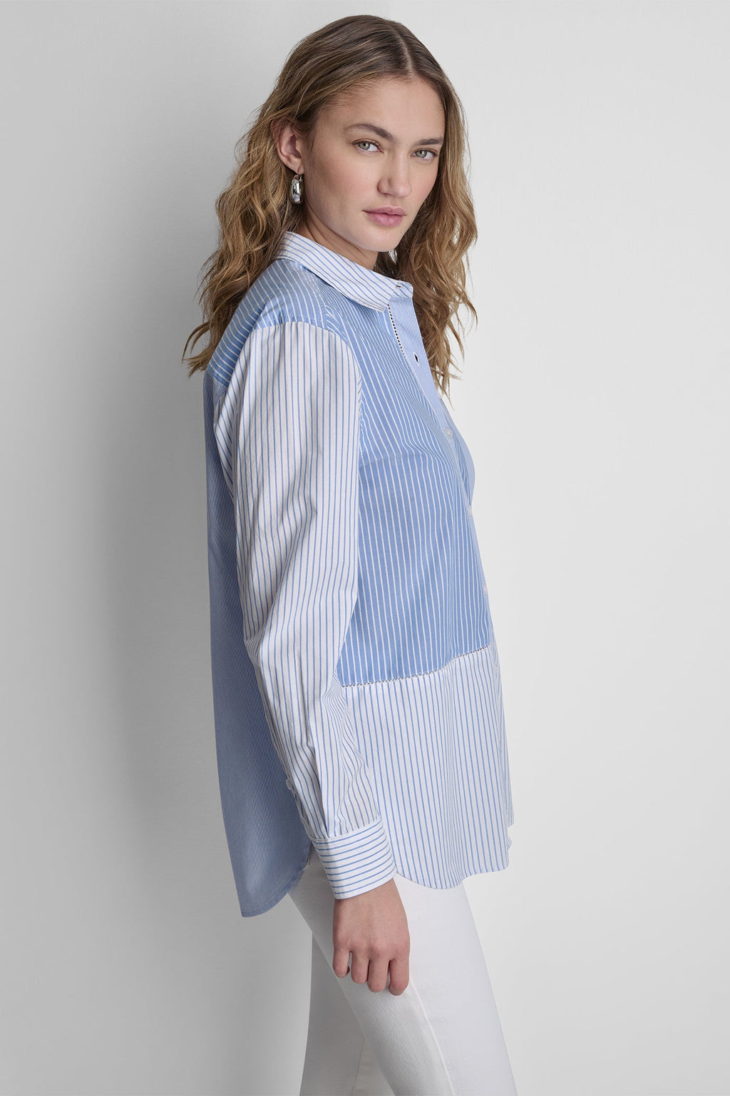 POPLIN CLASSIC FIT SHIRT WITH MIXED STRIPES